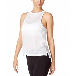 NEW NIKE breathe cutout back tank top in white